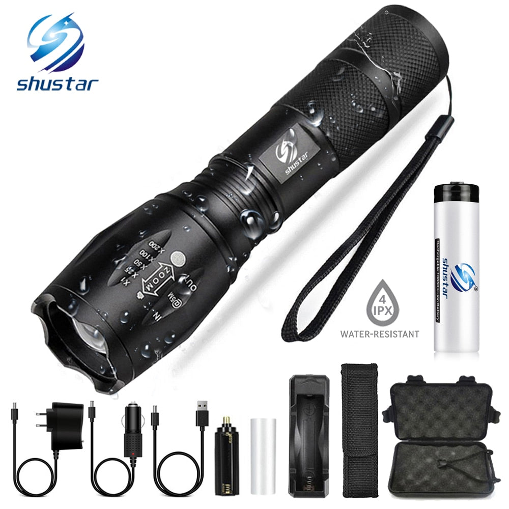 Led flashlight Ultra Bright torch T6/L2/V6 Camping light 5 switch Modes waterproof Zoomable Bicycle Light  18650 battery