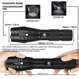 Led flashlight Ultra Bright torch T6/L2/V6 Camping light 5 switch Modes waterproof Zoomable Bicycle Light  18650 battery