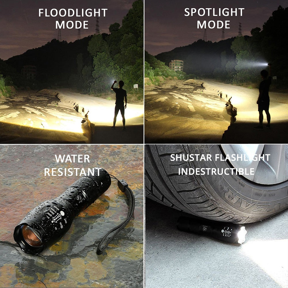 Led flashlight Ultra Bright torch T6/L2/V6 Camping light 5 switch Modes waterproof Zoomable Bicycle Light  18650 battery