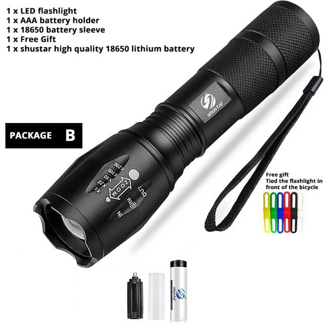 Led flashlight Ultra Bright torch T6/L2/V6 Camping light 5 switch Modes waterproof Zoomable Bicycle Light  18650 battery