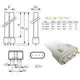 PL-L 2G11 Base Energy Saving Tube H 18W 24W 36W 40W 55W Fluorescent Lamp 4 Pins Twin-Tube Energy-saving Light Bulb White Yellow