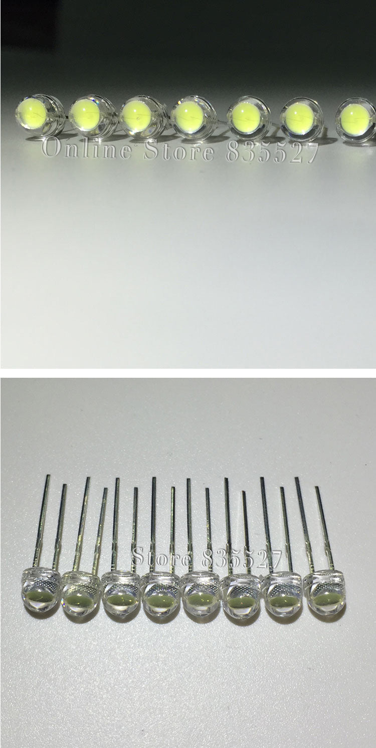 White 5mm F5 Straw Hat LED Chandelier Crystal Lamp Beads Big Core Chip 6-7LM Light emitting diodes LED DIY lights