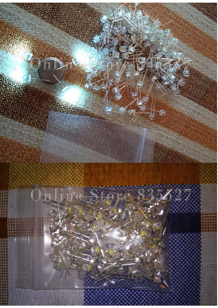 White 5mm F5 Straw Hat LED Chandelier Crystal Lamp Beads Big Core Chip 6-7LM Light emitting diodes LED DIY lights