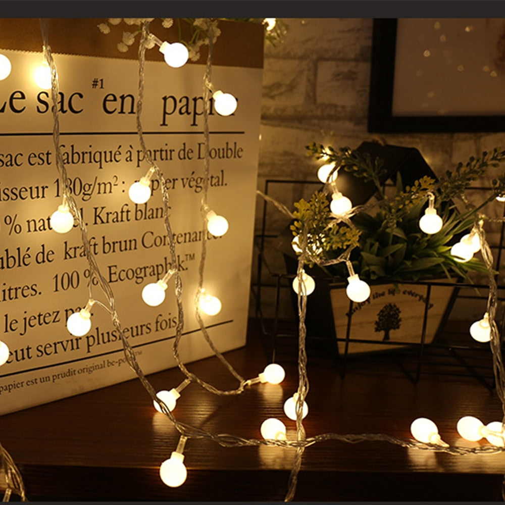 Fairy Garland LED Ball String Lights Waterproof For Christmas Tree Wedding Home Indoor Decoration Battery Powered