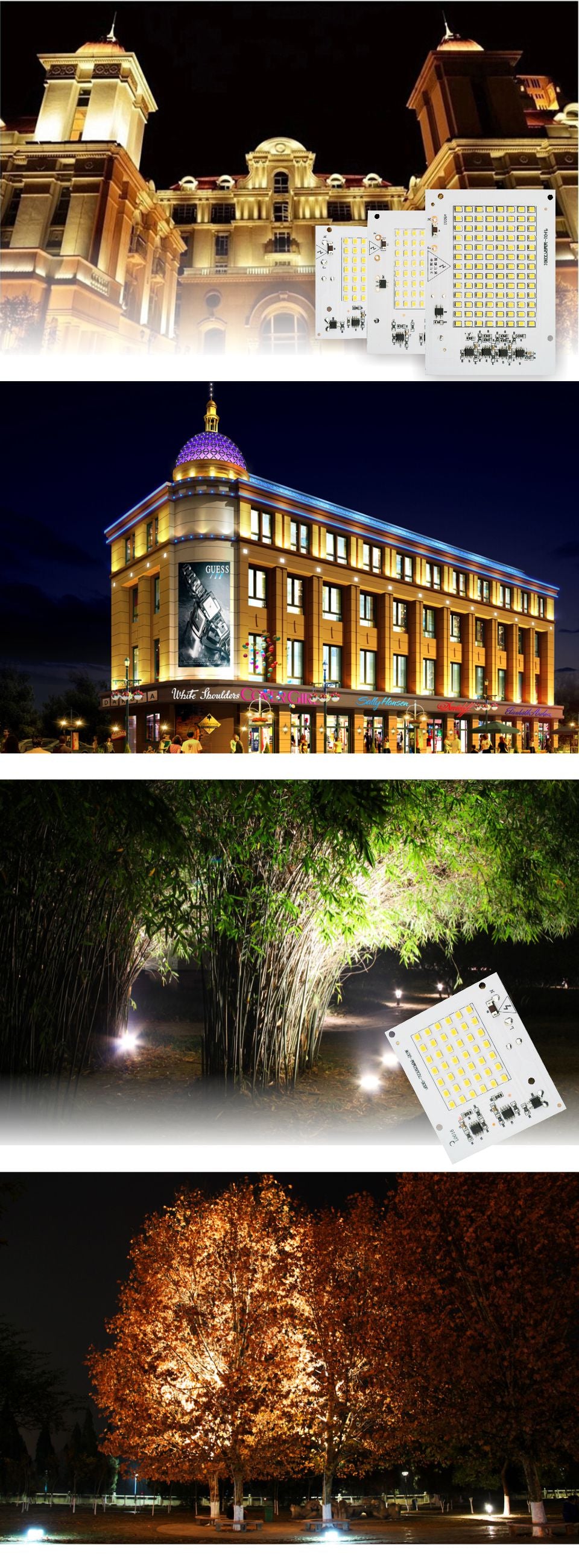 Smart IC 2835SMD LED Chips Lamp 10W 20W 30W 50W 100W AC 220V-240V DIY For Outdoor Floodlight Garden Cold White Warm White