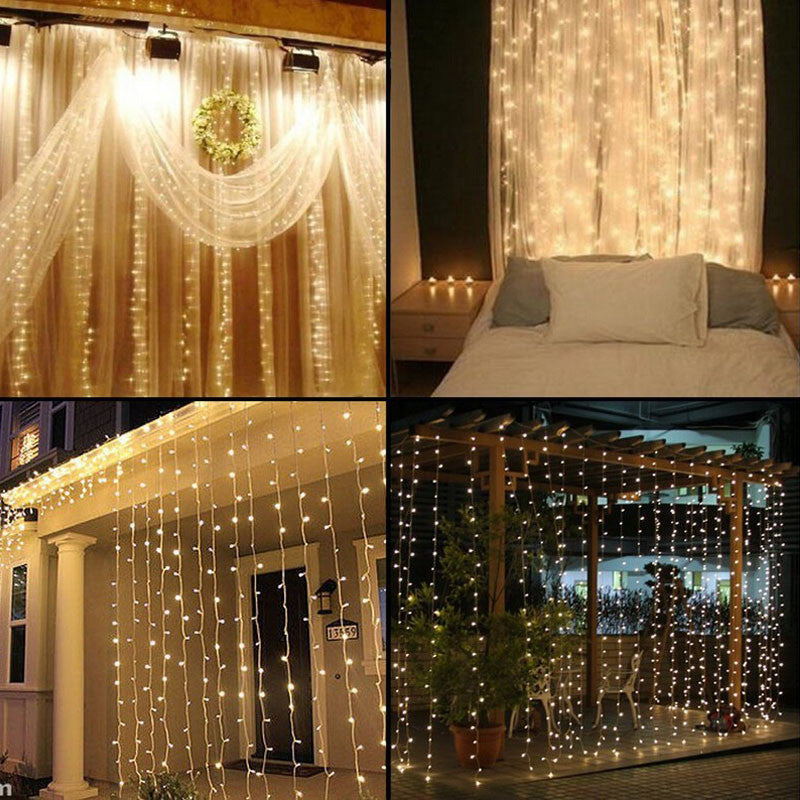 LED Home Outdoor Holiday Christmas Decorative Wedding x-mas String Fairy Curtain Garlands Strip Party Lights