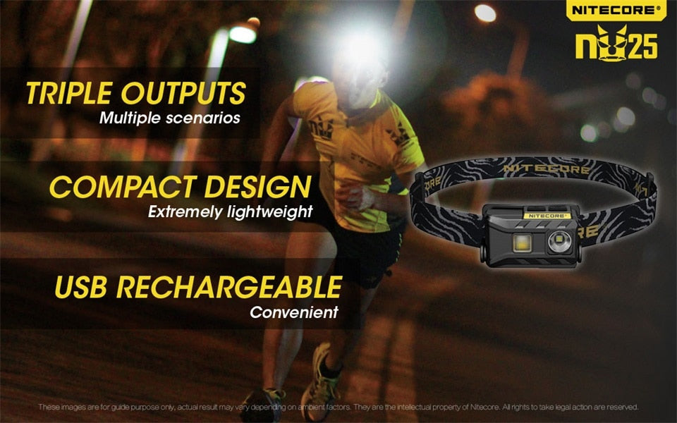NEW Nitecore nu25 XP-G2 S3 WHITE+CRI+RED USB Rechargeable Headlight Headlamp
