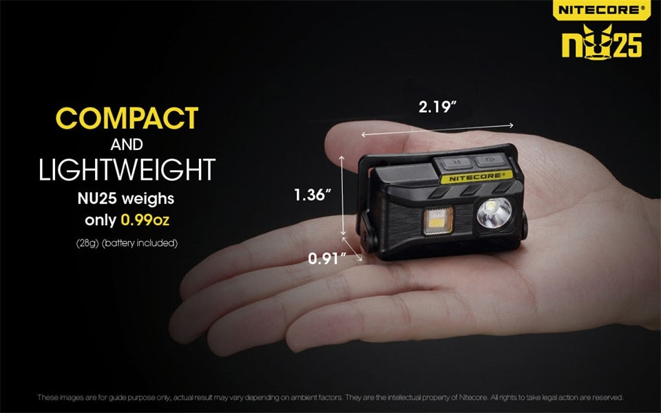 NEW Nitecore nu25 XP-G2 S3 WHITE+CRI+RED USB Rechargeable Headlight Headlamp