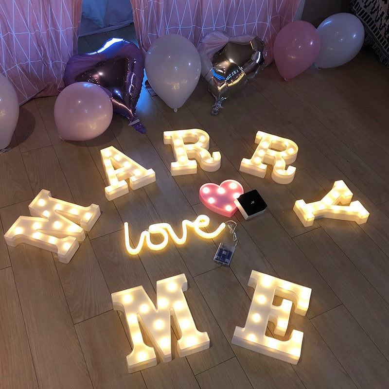 16CM LED Letter Night Light Light Alphabet Battery Home Club Wall Decoration Party Wedding Birthday Decors Valentine's Day Gift