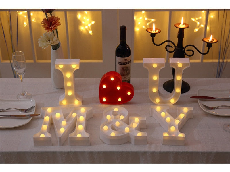 16CM LED Letter Night Light Light Alphabet Battery Home Club Wall Decoration Party Wedding Birthday Decors Valentine&#39;s Day Gift