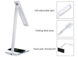 New LED Desk Lamp Table Lamp Folding 4 Light Color Temperature Book Light with Wireless Desktop Charger USB Output Bottom Foam