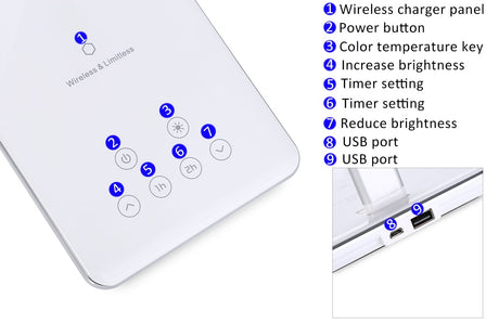 New LED Desk Lamp Table Lamp Folding 4 Light Color Temperature Book Light with Wireless Desktop Charger USB Output Bottom Foam