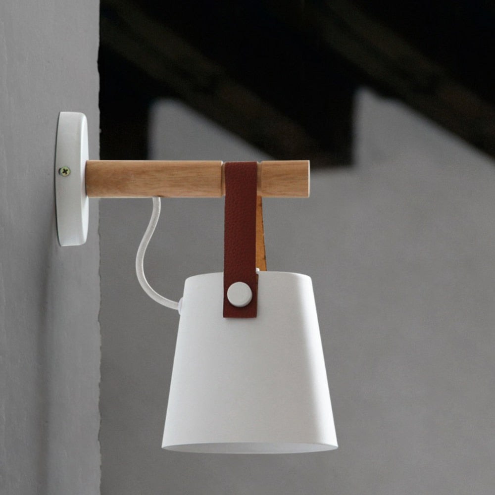 Wooden simple creative wall light led bedroom bedside decoration morden Nordic design living room corridor hotel E27 wall lamps