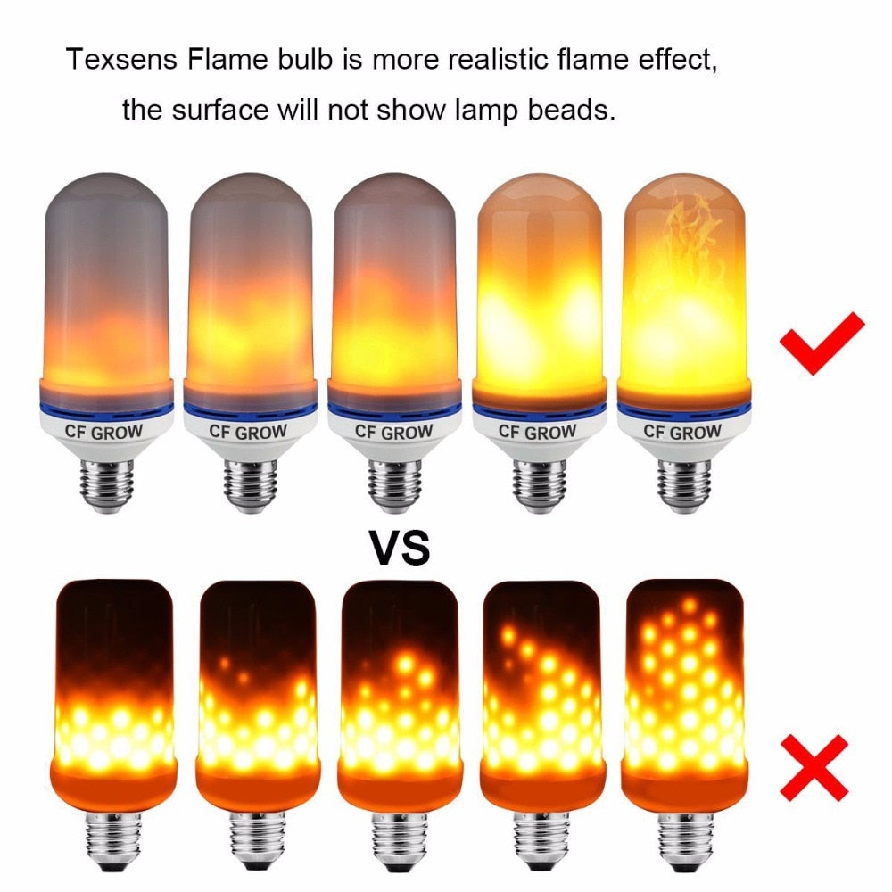 E26 E27 LED Flame Effect Fire Light Bulb SMD2835 Flickering Emulation 1&amp;4 Modes LED Flame Lamp E14 1200K~1400K AC85V~265V