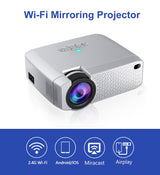 LED Mini Projector D40W,Video Beamer for Home Cinema.1600 Lumens, Support HD, Wireless Sync Display For iPhone/Android Phone