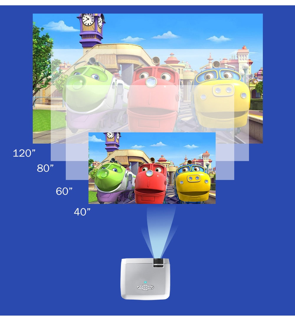 LED Mini Projector D40W,Video Beamer for Home Cinema.1600 Lumens, Support HD, Wireless Sync Display For iPhone/Android Phone