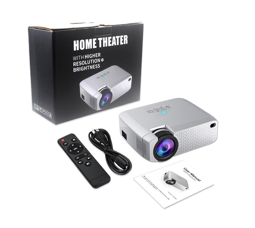 LED Mini Projector D40W,Video Beamer for Home Cinema.1600 Lumens, Support HD, Wireless Sync Display For iPhone/Android Phone