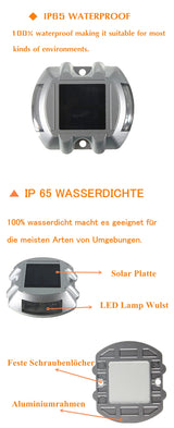 Solar LED Pathway Driveway Lights Dock Path Step Road Safety Lamps Road Dock Lamp 6Leds 500M Visible Distance Security Lights