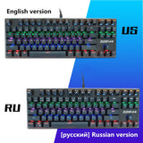 Gaming Mechanical Keyboard Blue Red Switch 87key Anti-ghosting RGB/Mix Backlit LED USB RU/US Wired Keyboard For Gamer PC Laptop