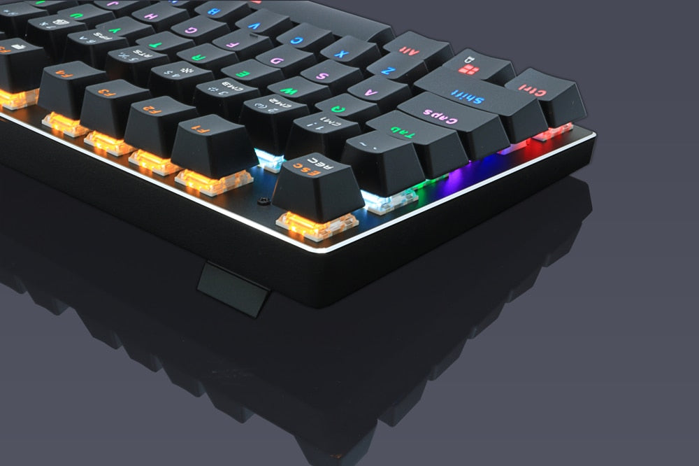 Gaming Mechanical Keyboard Blue Red Switch 87key Anti-ghosting RGB/Mix Backlit LED USB RU/US Wired Keyboard For Gamer PC Laptop