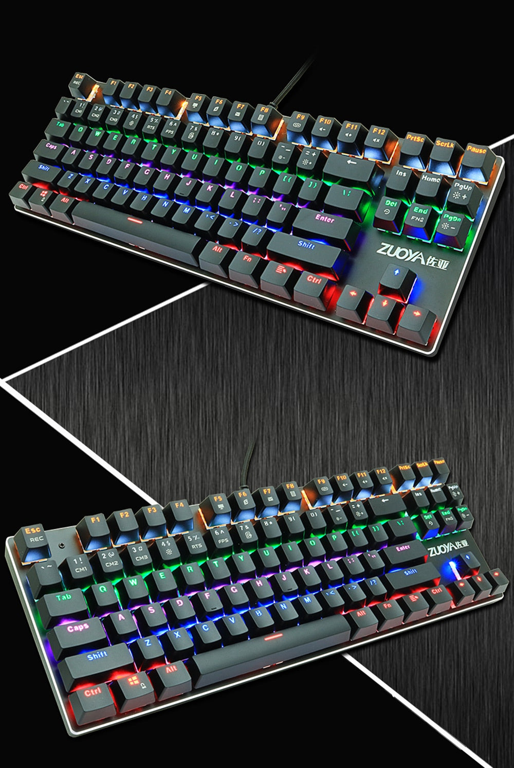 Gaming Mechanical Keyboard Blue Red Switch 87key Anti-ghosting RGB/Mix Backlit LED USB RU/US Wired Keyboard For Gamer PC Laptop