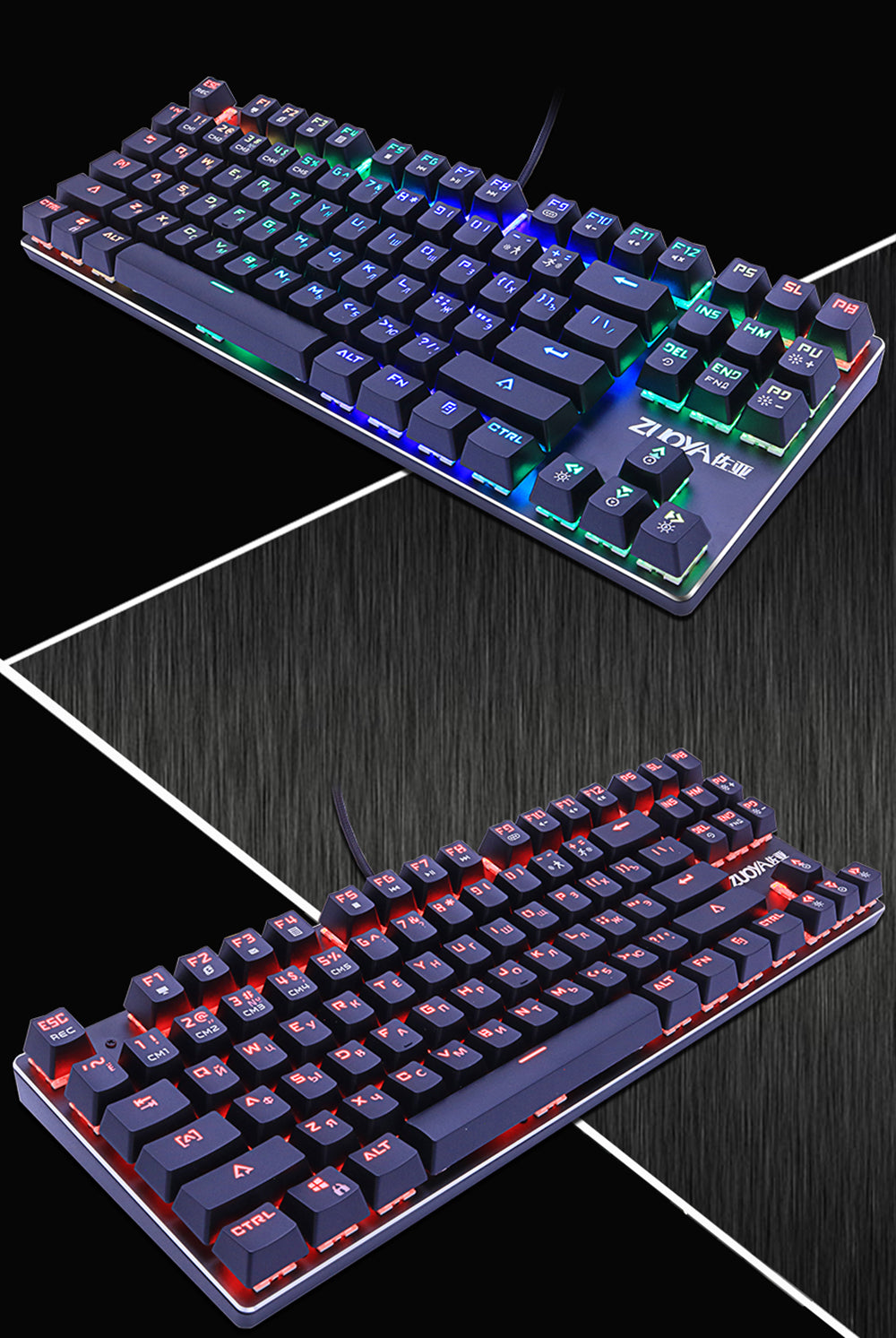 Gaming Mechanical Keyboard Blue Red Switch 87key Anti-ghosting RGB/Mix Backlit LED USB RU/US Wired Keyboard For Gamer PC Laptop