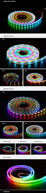Led Strip 30/60/74/96/100/144 pixels/leds/m WS2812 Smart RGB Led Light Strip Black/White PCB IP30/65/67 DC5V