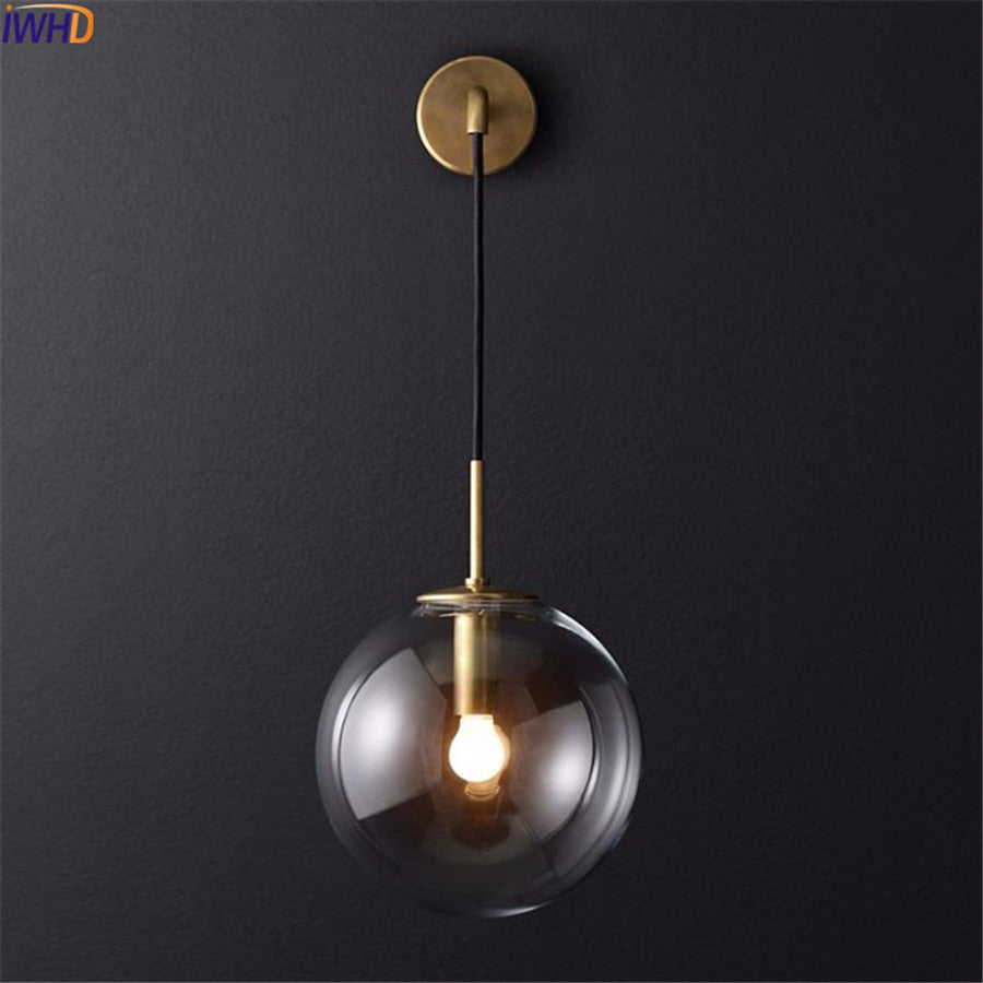 Nordic Modern LED Wall Lamp Glass Ball Bathroom Mirror Beside American Retro Wall Light Sconce Wandlamp Aplique Murale