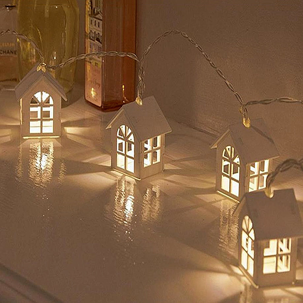 LED Garland Wood House String Light 2m 10LEDs Room Decors String Lamp Wedding Party Holiday Fairy Lights Novelty Lamp