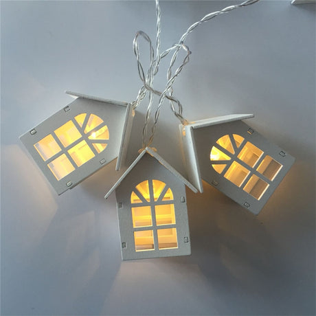 LED Garland Wood House String Light 2m 10LEDs Room Decors String Lamp Wedding Party Holiday Fairy Lights Novelty Lamp