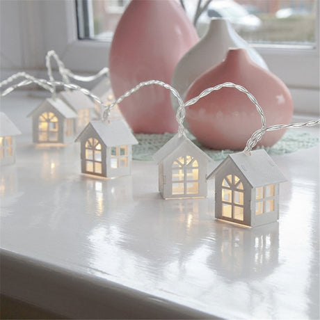 LED Garland Wood House String Light 2m 10LEDs Room Decors String Lamp Wedding Party Holiday Fairy Lights Novelty Lamp
