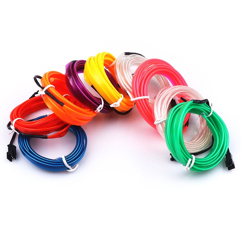 Car Interior Lighting Auto LED Strip Garland EL Wire Rope Tube Line flexible Neon Light With 12V USB Cigarette Drive