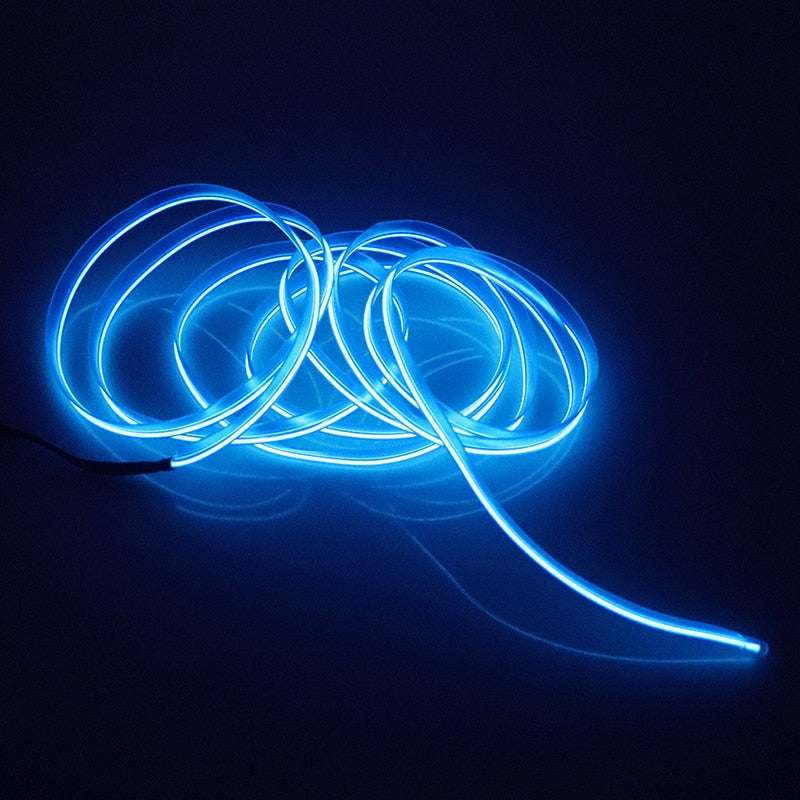 Car Interior Lighting Auto LED Strip Garland EL Wire Rope Tube Line flexible Neon Light With 12V USB Cigarette Drive