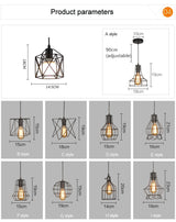 Modern cage pendant light iron minimalist retro Scandinavian loft pyramid pendant lamp metal Hanging Lamp E27 Indoor ZDD0011