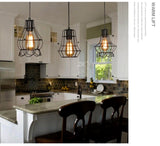 Modern cage pendant light iron minimalist retro Scandinavian loft pyramid pendant lamp metal Hanging Lamp E27 Indoor ZDD0011