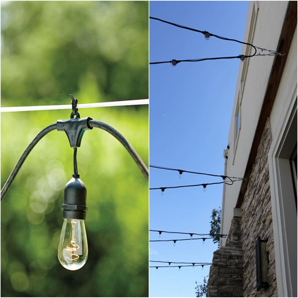 IP65 15M LED S14 String Lights Waterproof E27 Warm LED Retro Edison Filament Bulb Outdoor Street Garden Patio Holiday Lighting