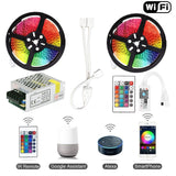 RGB LED Tape Wireless Wi-Fi LED Strip 5M 10M 15M Kit 12V 150leds Waterproof Flexible Rope Light +Wi-Fi Controller +Power Supply