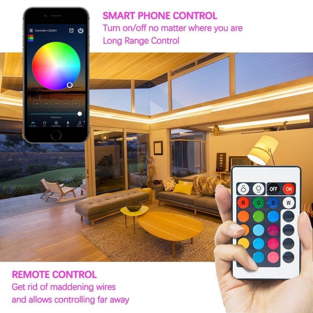 RGB LED Tape Wireless Wi-Fi LED Strip 5M 10M 15M Kit 12V 150leds Waterproof Flexible Rope Light +Wi-Fi Controller +Power Supply