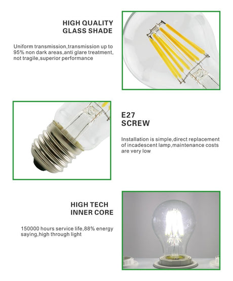 LED Filament Bulb E27 Retro Edison Lamp 220V E14 Vintage Candle Light Globe Chandelier Lighting COB Home Decors Light