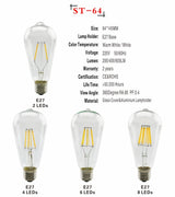 LED Filament Bulb E27 Retro Edison Lamp 220V E14 Vintage Candle Light Globe Chandelier Lighting COB Home Decors Light