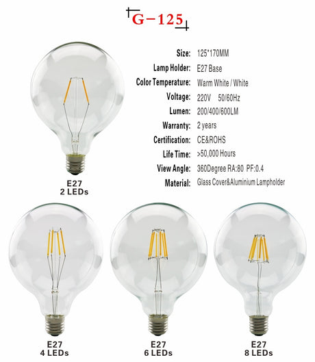 LED Filament Bulb E27 Retro Edison Lamp 220V E14 Vintage Candle Light Globe Chandelier Lighting COB Home Decors Light