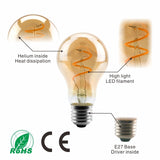 Dimmable Edison Lamp 4W 2200K C35 T45 A60 ST64 G80 G95 G125 Spiral Light LED Filament Bulb Retro Lamp Decorative Lighting