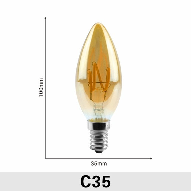 Dimmable Edison Lamp 4W 2200K C35 T45 A60 ST64 G80 G95 G125 Spiral Light LED Filament Bulb Retro Lamp Decorative Lighting