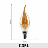 Dimmable Edison Lamp 4W 2200K C35 T45 A60 ST64 G80 G95 G125 Spiral Light LED Filament Bulb Retro Lamp Decorative Lighting