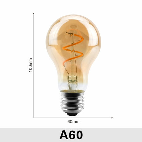 Dimmable Edison Lamp 4W 2200K C35 T45 A60 ST64 G80 G95 G125 Spiral Light LED Filament Bulb Retro Lamp Decorative Lighting