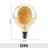 Dimmable Edison Lamp 4W 2200K C35 T45 A60 ST64 G80 G95 G125 Spiral Light LED Filament Bulb Retro Lamp Decorative Lighting