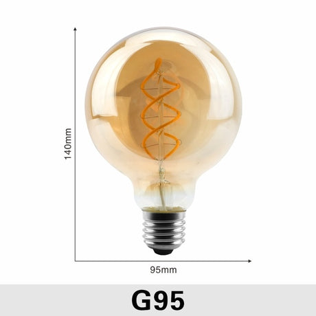 Dimmable Edison Lamp 4W 2200K C35 T45 A60 ST64 G80 G95 G125 Spiral Light LED Filament Bulb Retro Lamp Decorative Lighting