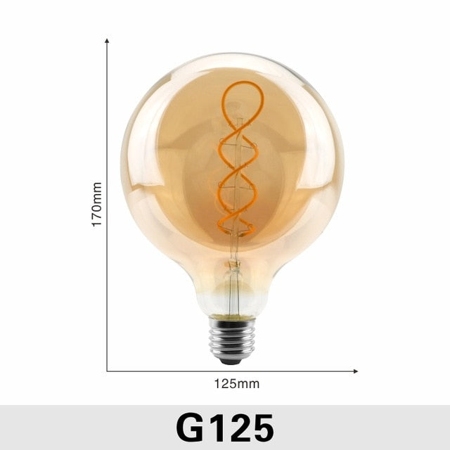 Dimmable Edison Lamp 4W 2200K C35 T45 A60 ST64 G80 G95 G125 Spiral Light LED Filament Bulb Retro Lamp Decorative Lighting