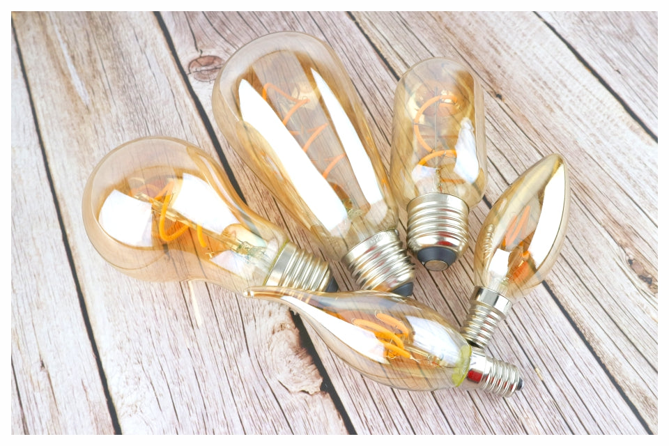 Dimmable Edison Lamp 4W 2200K C35 T45 A60 ST64 G80 G95 G125 Spiral Light LED Filament Bulb Retro Lamp Decorative Lighting