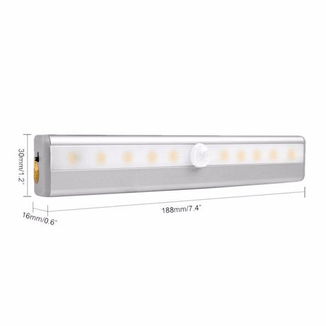 Human infrared sensor Cabinet Wardrobe Light USB Battery Recharging Lamp 10 LED IR Infrared Motion Detector